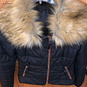 Maroths Slim Faux Fur Zipper Jacket
